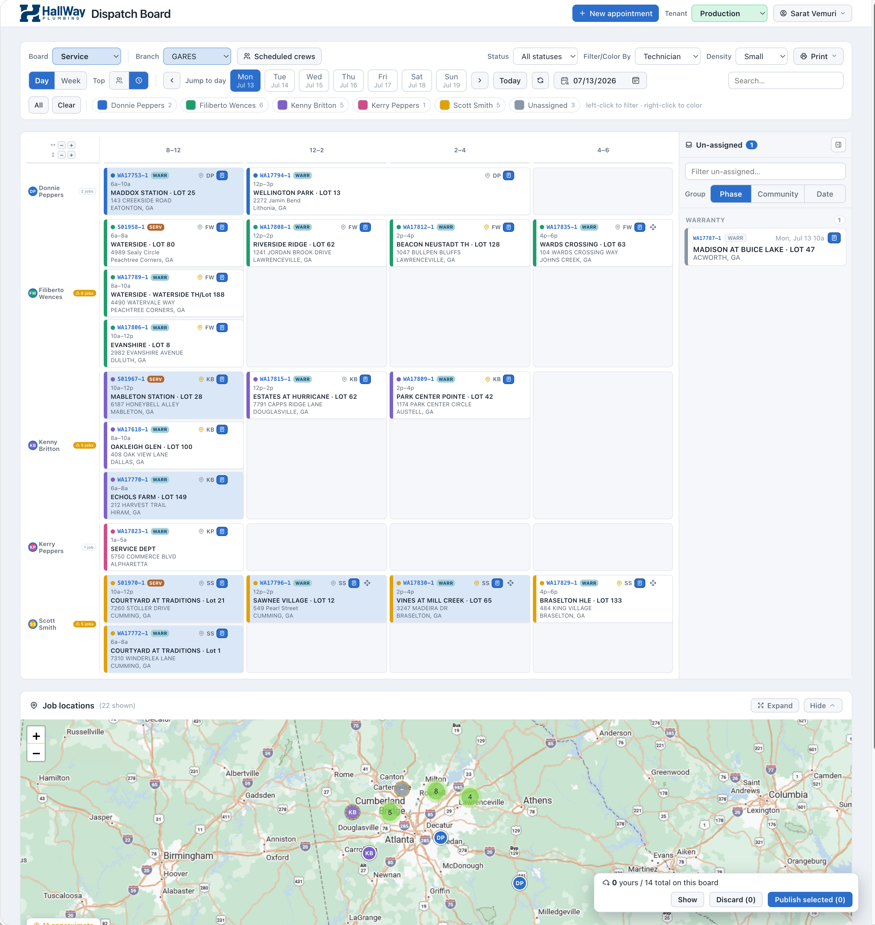 The dispatch board