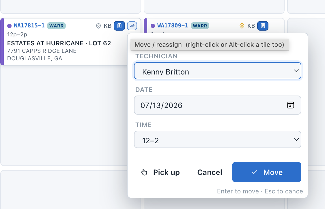 The Move dialog